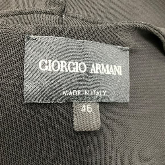 GIORGIO ARMANI BLACK DRAPED LONG SLEEVED JERSEY MIDI DRESS - Picture 4 of 5